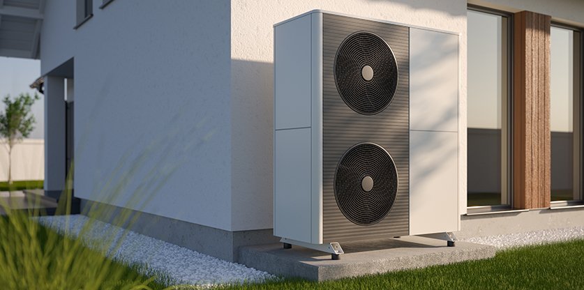 Eine montierte Waermepumpe